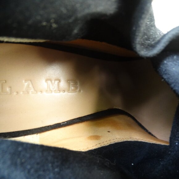 L.A.M.B. Gwen Stefani Women's 8 Boots, Slouchy Suede Ruched Ankle Platform Heels - Picture 11 of 12